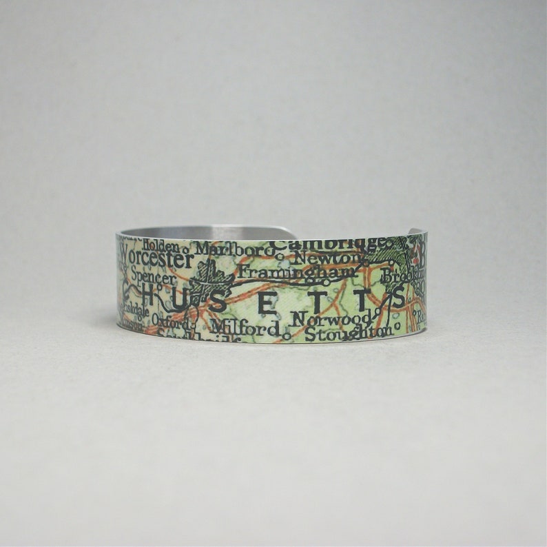 Massachusetts Map Cuff Bracelet Unique Gift image 4