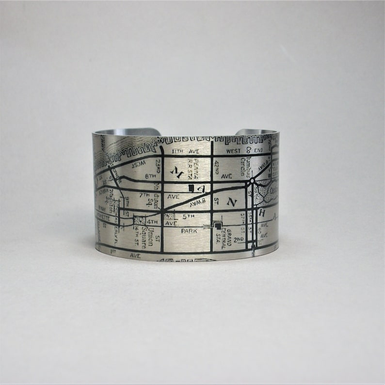 New York City NYC Manhattan Map Cuff Bracelet Unique Travel Gift for Men or Women image 8