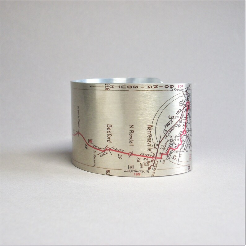 Cleveland to Akron Ohio Map Cuff Bracelet Unique Gift for Men Etsy