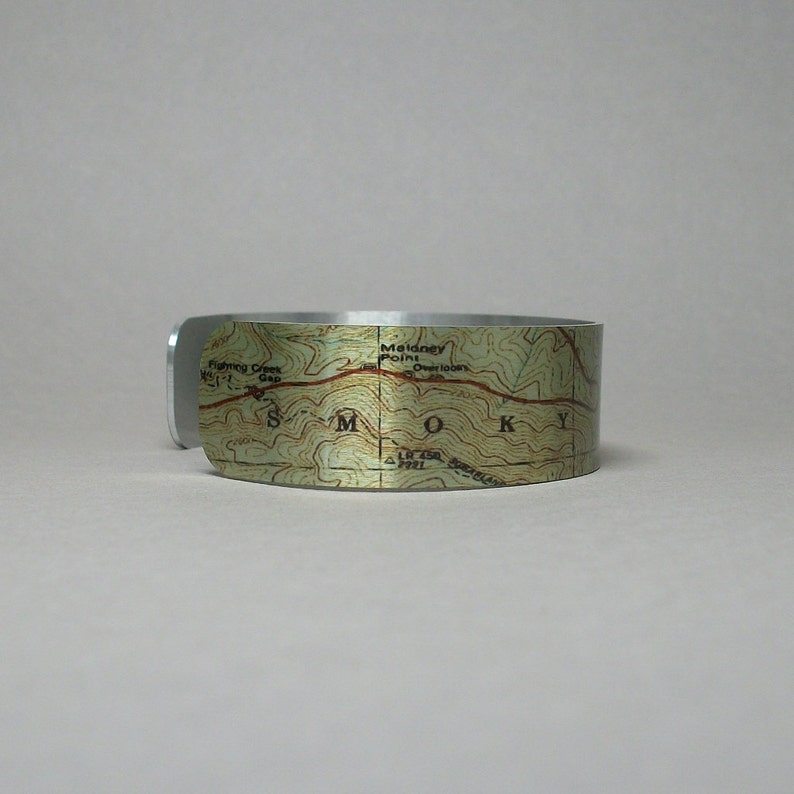 Smoky Mountains National Park Map Cuff Bracelet Unique Hiking Gift for Men or Women