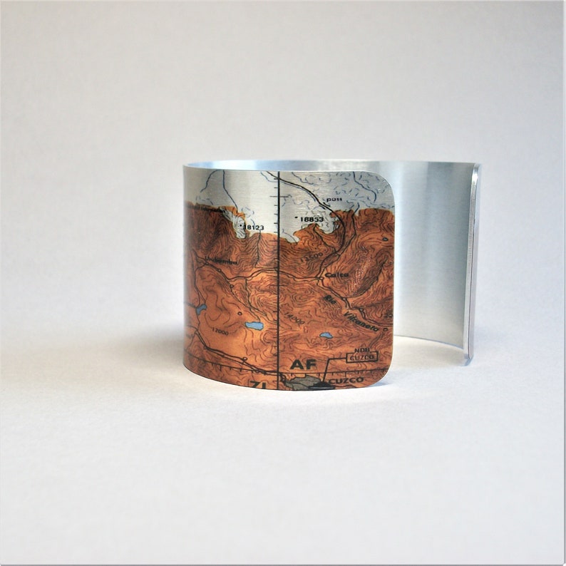 Machu Picchu Cuzco Cusco Peru Cuff Bracelet Map Unique Travel Gift for Men or Women image 7