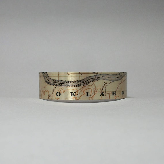 Oklahoma Map Cuff Bracelet Cadeau Unique pour Hommes ou Femmes