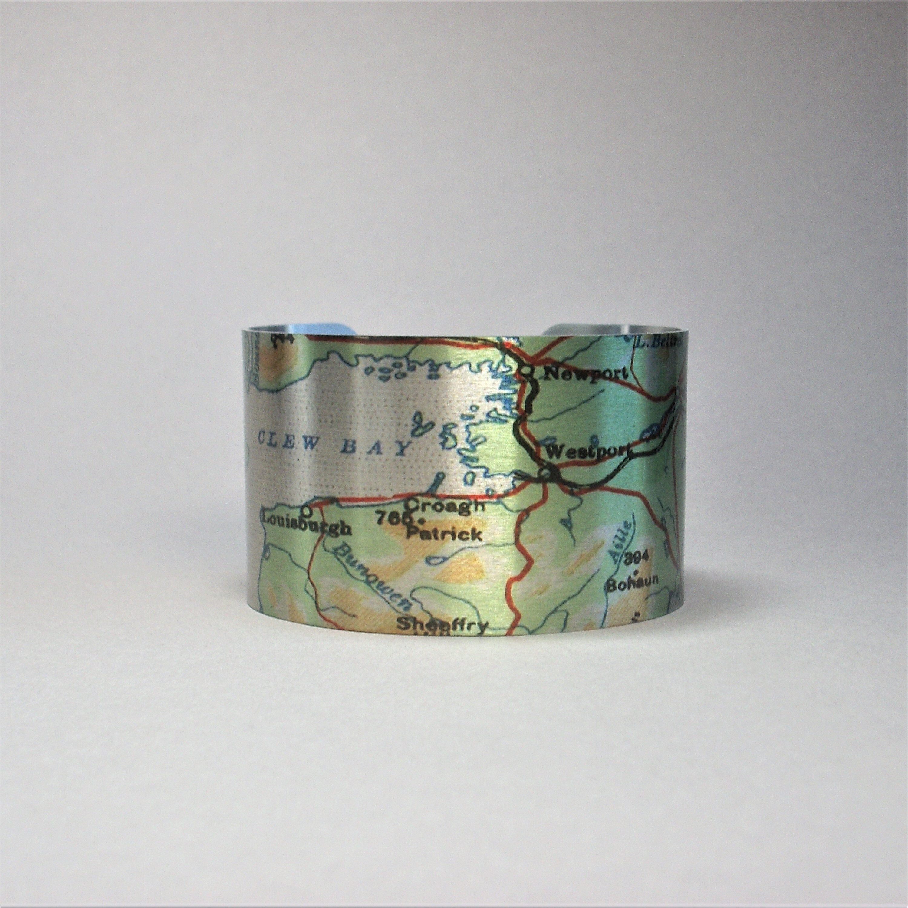 County Mayo Map Cuff Bracelet: Ireland Vintage Map Jewelry