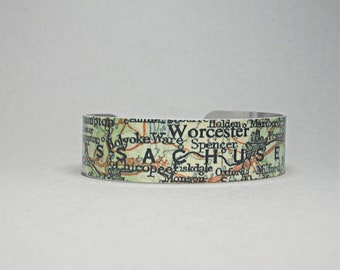 Massachusetts Map Cuff Bracelet Unique Gift