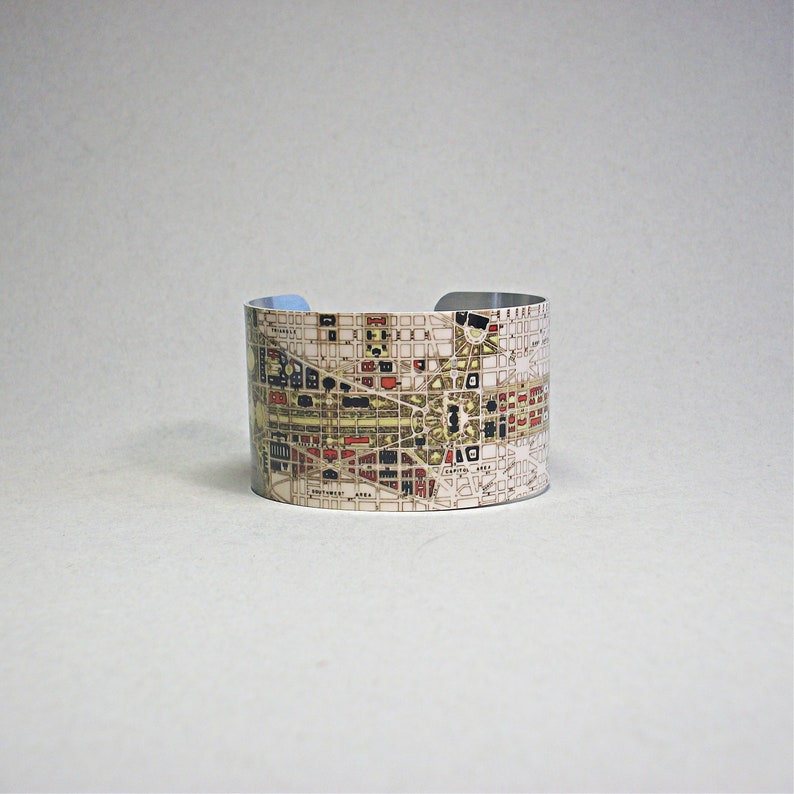 Washington DC Map Cuff Bracelet District of Columbia Virginia Unique Gift for Men or Women image 1