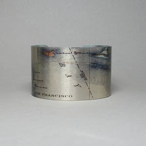 San Francisco Bay Oakland Alameda Cuff Bracelet Carte Californie Cadeau unique pour homme ou femme