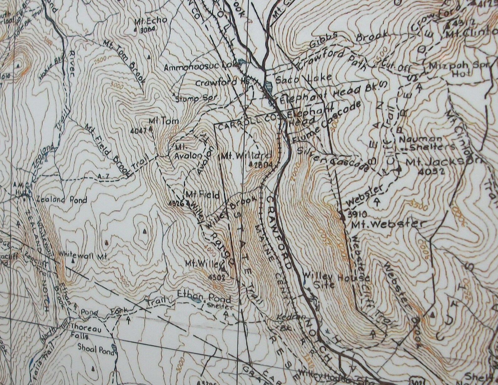 Crawford Notch White Mountains New Hampshire Map Backpacking Etsy