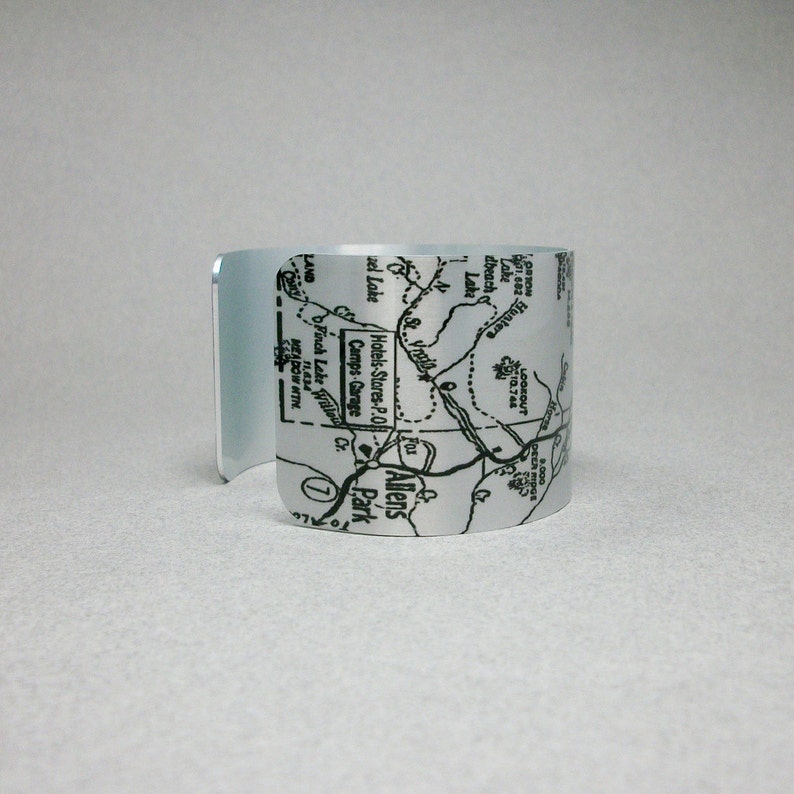 Rocky Mountain National Park Map Cuff Bracelet Colorado Estes Park Longs Peak Gift for Hiker image 3