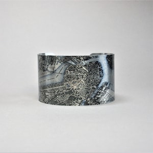 Boston Massachusetts Map Cuff Bracelet Unique City Gift for Men or Women