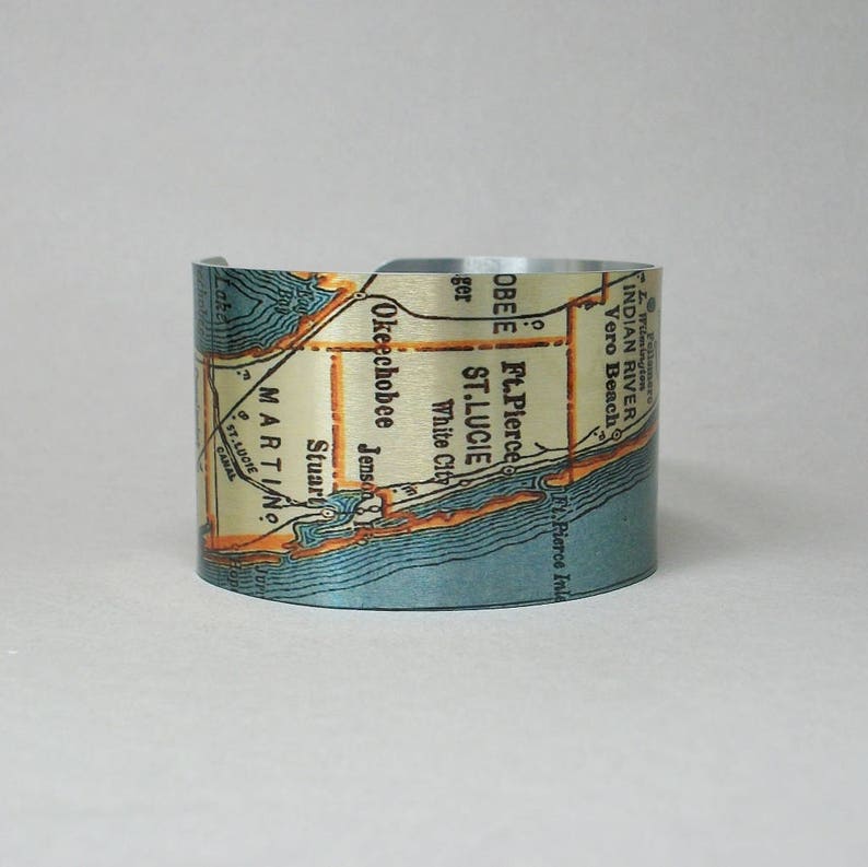 Vero Beach Florida Map Cuff Bracelet from Cape Canaveral to West Palm Beach Unique Gift for Men or Women image 4