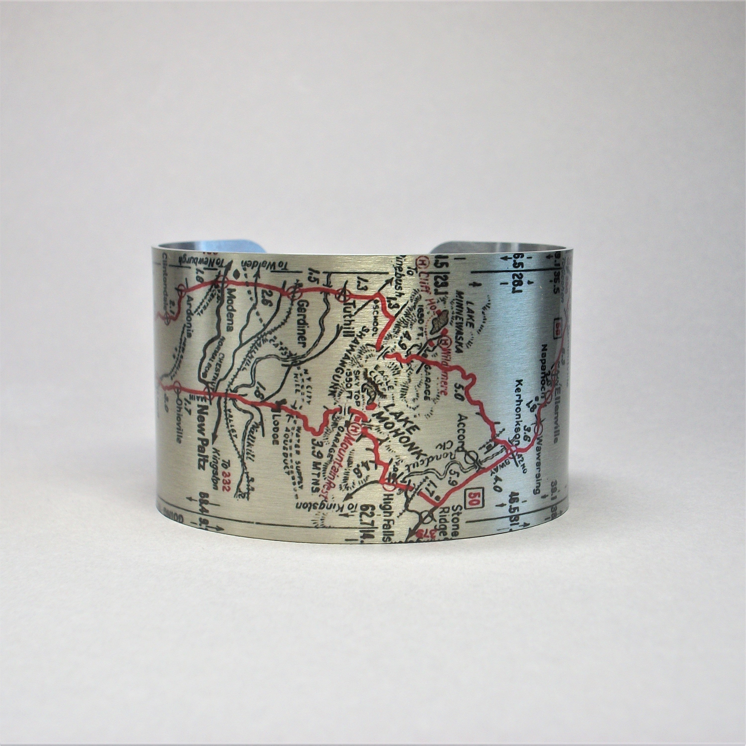 Lake Mohonk Map Cuff Bracelet: Upstate New York Vintage Style