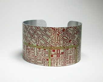 San Francisco Map Cuff Bracelet California Unique Hometown Travel Vacation Graduation Gift