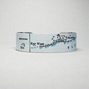 Key West Florida Dry Tortugas Map Cuff Bracelet Cadeau unique pour hommes ou femmes