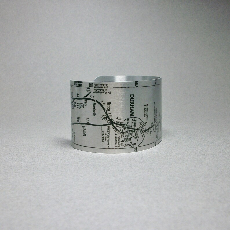 Greensboro to Raleigh North Carolina Map Cuff Bracelet Unique Etsy