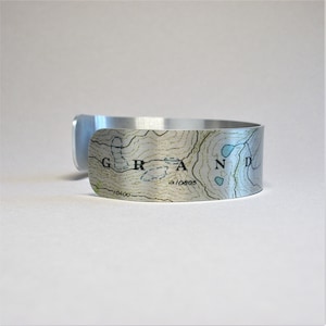 Grand Teton Nationalpark Wyoming Karte Manschette Armband einzigartige Wandergeschenk für Männer oder Frauen