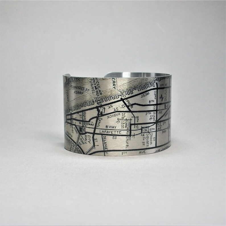 New York City NYC Manhattan Map Cuff Bracelet Unique Travel Gift for Men or Women image 3