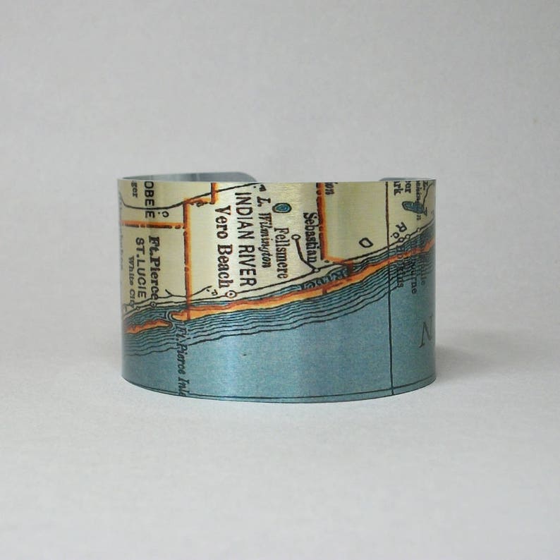 Vero Beach Florida Map Cuff Bracelet from Cape Canaveral to West Palm Beach Unique Gift for Men or Women image 2