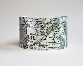 Pulsera con mapa de Belfast, Irlanda del Norte: un regalo de viaje único.