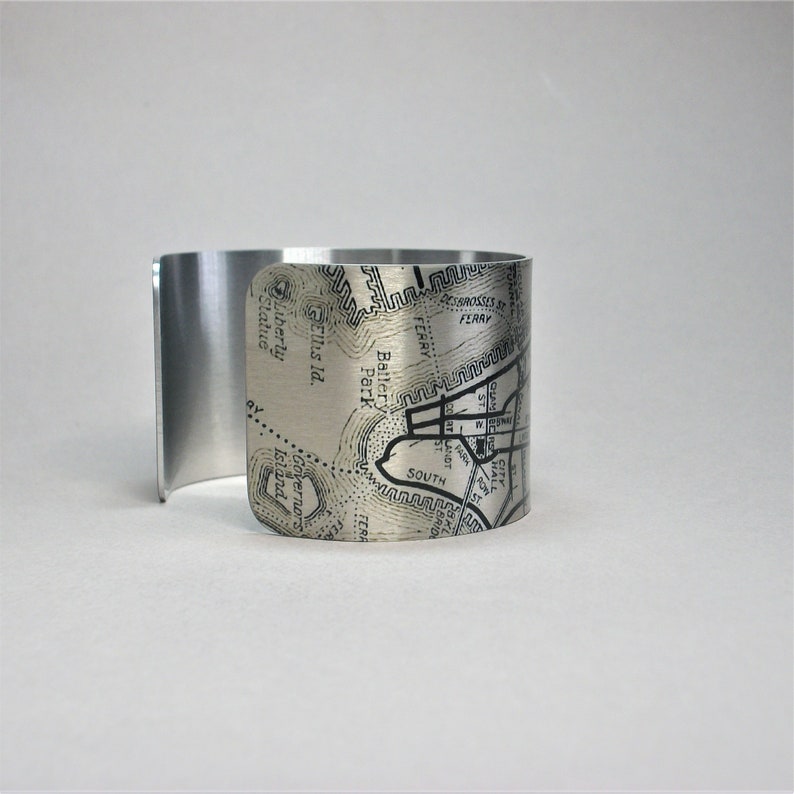 New York City NYC Manhattan Map Cuff Bracelet Unique Travel Gift for Men or Women image 2