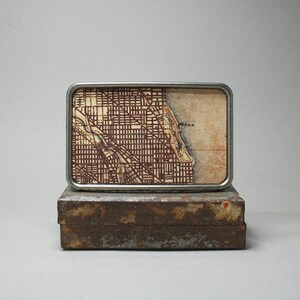 Vintage Chicago Illinois Karte North Lincoln Park Gürtelschnalle einzigartiges Geschenk für Männer oder Frauen