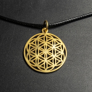 Flower Of Life Pendant Sterling Silver 24K Gold Plated, Flower Of Life Necklace, Sacred Geometry Pendant, Spiritual Jewelry