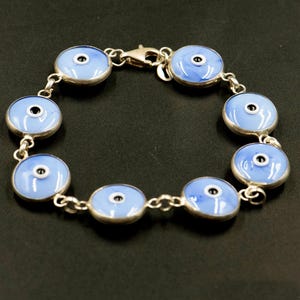 Pulsera de ojo malvado azul bebé para protección y buena suerte, pulsera de amistad de ojo malvado de plata esterlina, regalo para hombres o mujeres
