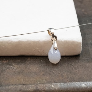 Moonstone Tiny Teardrop Sterling Silver Pendant, Natural Gemstone Dainty Necklace, Everyday Moonstone Jewelry Gift for Her