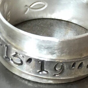 Personalized Coordinates Wide Band Ring, Personalized Jewelry, Men/Women Spinner Ring, Personalized Gift, Silver Custom Hand Stamped Ring image 3