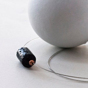 Black Lava Stone Single Bead Minimalist Necklace, Men and Women Geometric Necklace, Simple Everyday Lava Jewelry Santorini image 5