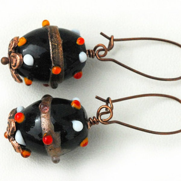 Earrings - Lampwork and Copper Earrings