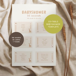 Babyshower 30 Seconds Game - Genderneutraal - Modern beige dierenontwerp