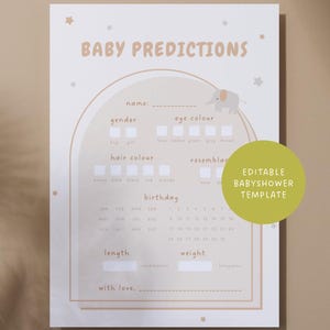 Jeu de babyshower - Prédictions pour bébé - Genre neutre - Animaux beiges modernes
