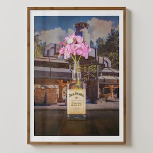 Jack Daniel's Tennessee Honey Kunstdruck | Barwagen Dekor | Hausbar Wandkunst | Man Höhle Poster |  Spirituosen-Wand-Kunst | Tennessee Whisky Geschenk