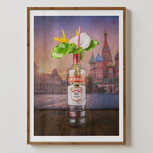 Smirnoff-kunstafdruk | Decoratie barwagen | Home Bar muurkunst | Mangrotposter |  Wandkunst likeur | Hedendaags cadeau wodka