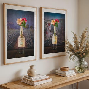 Casamigos - Zestaw 2 I Art Print | Dekoracja wózka barowego | Sztuka ścienna do domowego baru | Plakat Man Cave | Sztuka ścienna z alkoholem | Prezent artystyczny z tequilą