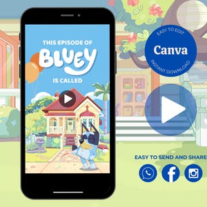 This Episode of Bluey Invitation, Bluey Video Invitation, Instant Download, Bluey Animated Invitation Video, Video Invite