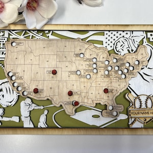 Personalizable U.S. Baseball Stadium Map!  MLB Bucket List Tracker!  Track Your Ballpark Adventures!