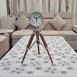 Antique Tripod Table Clock: Vintage Home & Office Decor