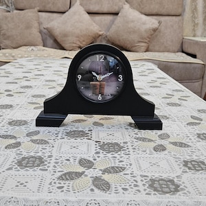 Black Wooden desk Clock, Mantel Clock 10&quot;-Inch X 7&quot;-Inch
