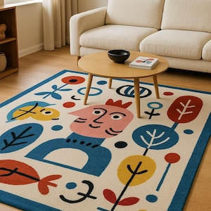 Modern Rug Hand-Tufted 100% Wool Handmade Area Rug Carpet for Home| Bedroom Rug| Living Room Rug| Kids Carpet