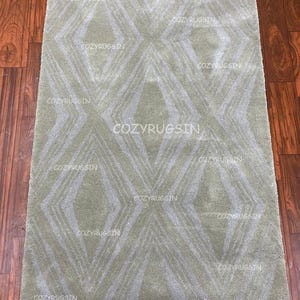 Modern Geometric Rug Hand-Tufted 100% Wool Handmade Area Rug Carpet for Home| Bedroom Rug| Living Room Rug| Kids Carpet