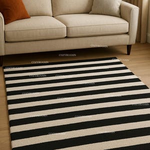 Black/White Modern Rug Hand-Tufted 100% Wool Handmade Area Rug Carpet for Home| Bedroom Rug| Living Room Rug| Kids Carpet