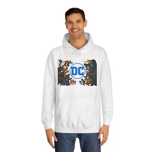 Epic Superhero Hoodie, DC Comic Graphic Sweatshirt, Hero vs Villain Unisex Jacket, College Wear, Geek Fashion, Gift for Comic Fans