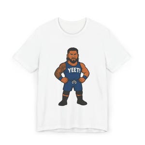 Jey Uso Cartoon T-Shirt, WWE Inspired Unisex Wrestling Tee for Pro Wrestling Fans