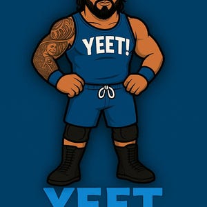 Jey Uso Digital Print – YEET! Main Event WWE Poster | Wrestling Wall Art Download | Usos Fan Gift