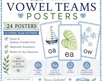 Vowel Teams Posters | Dyslexia-Friendly Phonics Posters (Digital Download)