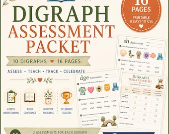 Digraph Assessment Pack | Fonetische voortgangsmonitoring | Leesbeoordeling | Dyslexievriendelijk