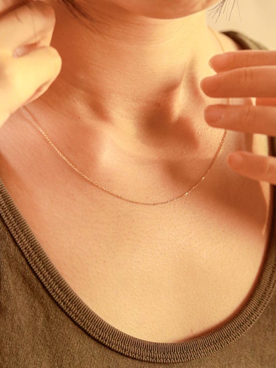 Simple Cable Chain in 14 Carat Solid Gold 16 Inch Cable