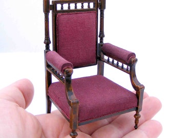 Grandfather chair (Miniature furniture for dollhouses in 1:12 scale)