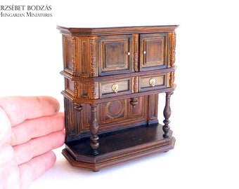 Mobile In Miniatura 1:12 Per Casa Delle Bambole - Vetrina Armadio Antico In Legno